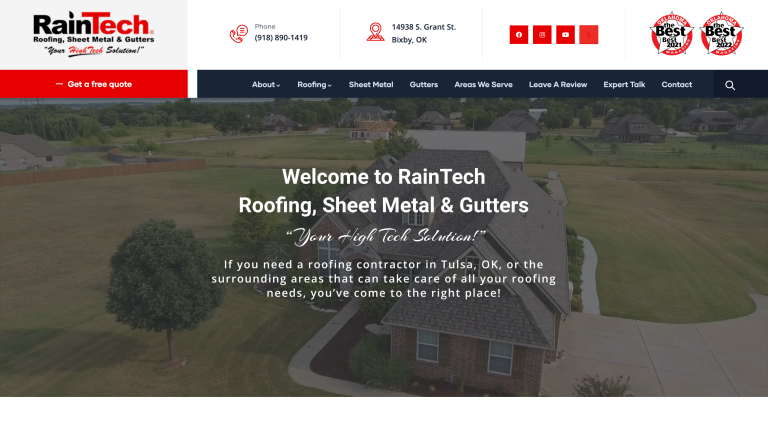 Raintech Roofing Tulsa Oklahoma - Freelance WordPress Web Developer
